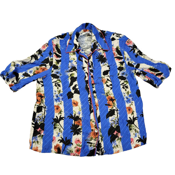 Off-White Shirt Unisex 38 Floral Striped Made Italy Virgil Abloh Designer (976) - Picture 1 of 13
